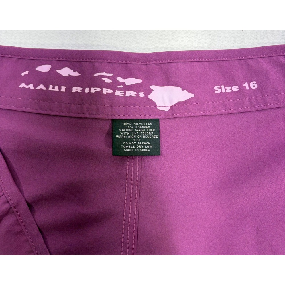 Maui Rippers Mens Purple Board Shorts Size 16 Stretch Surf Swim Trunks Cargo - Picture 2 of 6